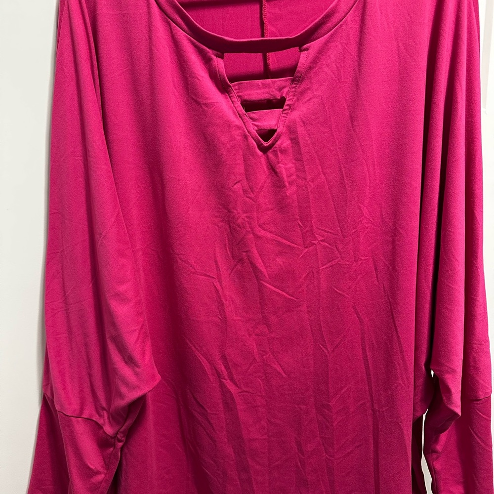White Birch Fuchsia Cut-Out Blouse
